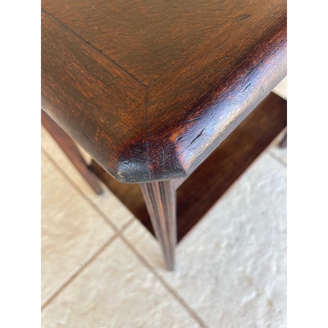 Art Deco Walnut Side Table with Shelf, 1930s For Sale - Image 4 of 18