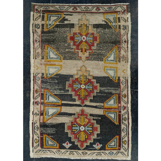 Black Turkish Mini Rug Oriental Hand Knotted Vintage Rug 2'3" x 3'5" #16401 For Sale - Image 8 of 8