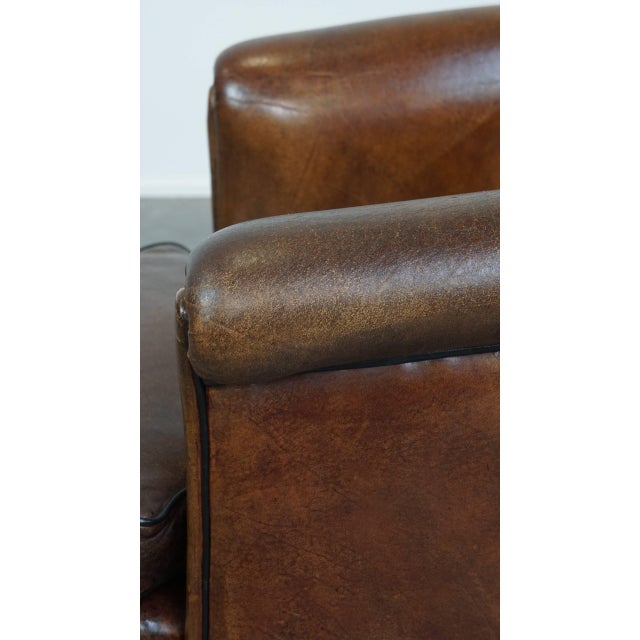 Dark Sheep Leather Club Chair For Sale - Image 12 of 13