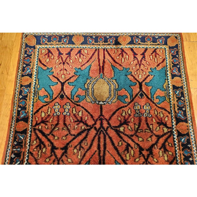 Vintage Persian Mahal Sultanabad Rug, Hand-Knotted Wool, Geometric Pattern, 4x6, Terracotta & Blue For Sale In Chicago - Image 6 of 13