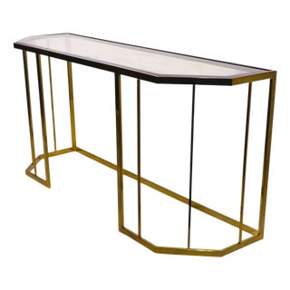 Hollywood Regency Style Brass and Glass Console C. 1970/80's For Sale