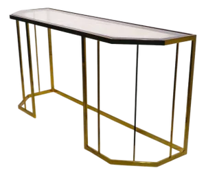 Hollywood Regency Style Brass and Glass Console C. 1970/80's