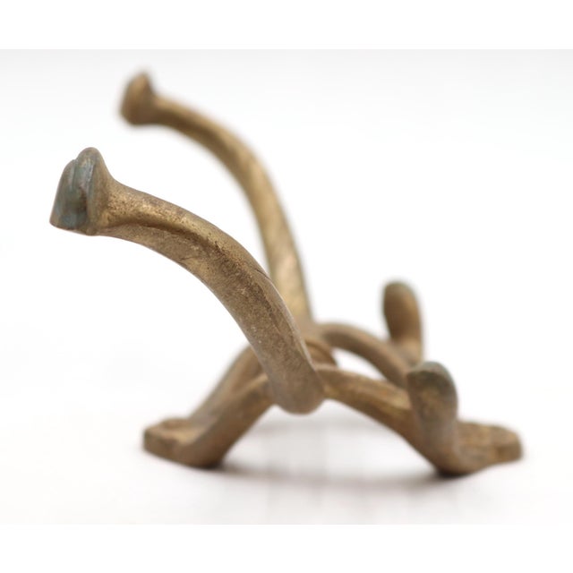 Metal Pair of Antique Eastlake Solid Brass Wall Hooks For Sale - Image 7 of 7