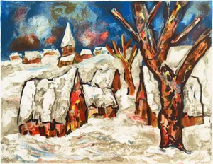 'Snow Covered Village' by Henri D'Anty, Second Generation School of Paris Post-Impressionist