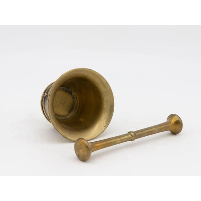 French Antique Vintage Brass Mortar and Pestle For Sale - Image 3 of 8