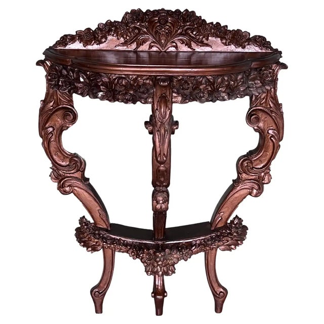 19th French Regency Wall Carved Walnut Console Table For Sale - Image 9 of 9