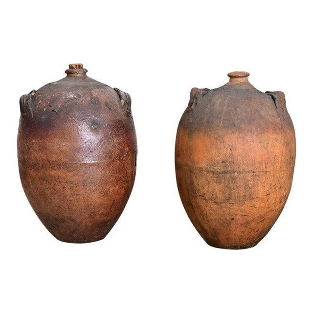 Pair of French 19th Century Massive Ceramic Olive Oil Jars For Sale - Image 10 of 18