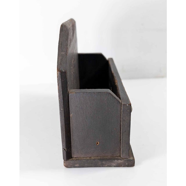 Early 20th Century 19th Century Primitive Farmhouse Black Painted Wall Mail or Letter Shelf For Sale - Image 5 of 12