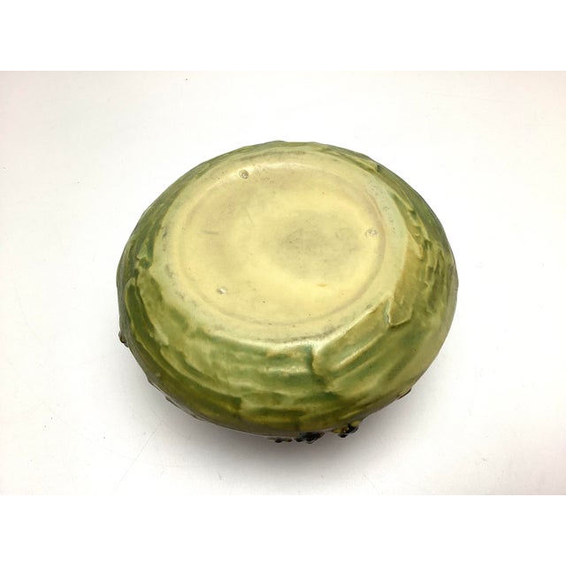 Roseville Arts and Crafts Pottery Blackberry Double Buttressed Triangular Handled Squat Vase For Sale In New York - Image 6 of 6