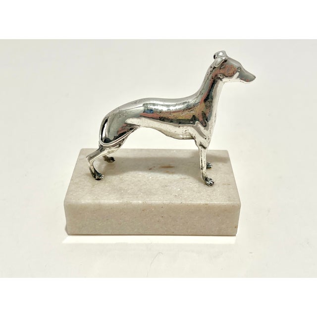 Samuel Kirk & Son Sterling Silver Greyhound / Whippet Miniature Sculpture on Marble Base – Solid 925 – Baltimore For Sale - Image 12 of 12