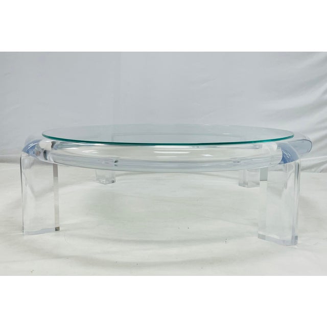 Mid-Century Modern 1970s Lucite & Glass Coffee Table Attributed to Karl Springer, Model Mark II For Sale - Image 3 of 16
