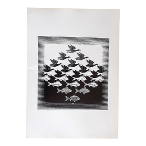 Vintage 20th Century Signed/Dated M. C. Escher Lithograph - "Sky and Water 1"