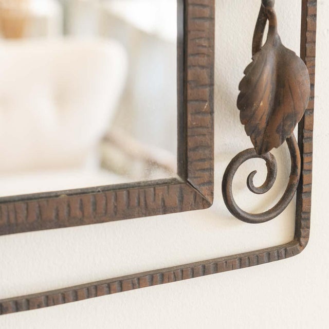 1920s French Iron Art Nouveau Leaf Mirror For Sale - Image 10 of 10