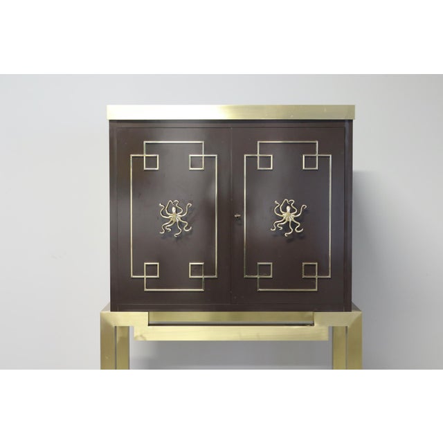 Vintage Art Deco Style Bar Cabinet in Brass, 1968 For Sale - Image 11 of 15