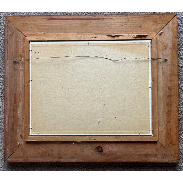 Textile Vintage Still Life Oil Painting With Indian Corn Pitcher & Duck For Sale - Image 7 of 7