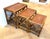 Chestnut 1950s Rattan & Mahogany Nesting Tables, Set of Three For Sale - Image 8 of 10