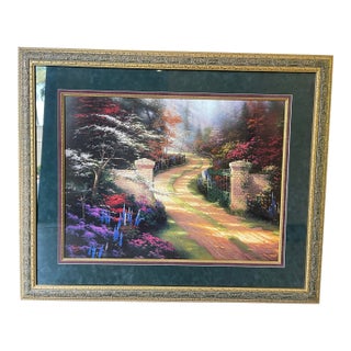 1996 Thomas Kinkade “Spring Gate” Large Framed Print For Sale