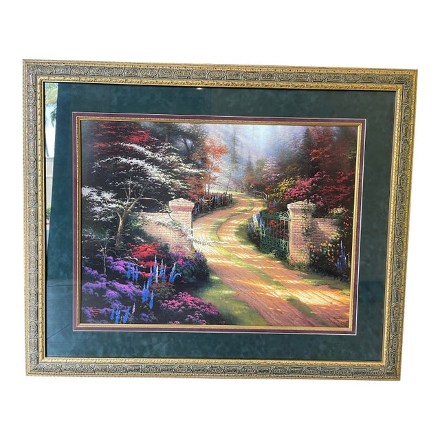 1996 Thomas Kinkade “Spring Gate” Large Framed Print For Sale