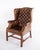Wood Set of George III Style Wingback Armchair and Ottoman in Brown Leather, 1890s For Sale - Image 7 of 15