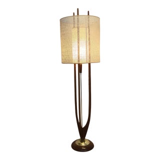 Modeline of California Mid-Century Sculptural Walnut and Brass Floor Lamp For Sale