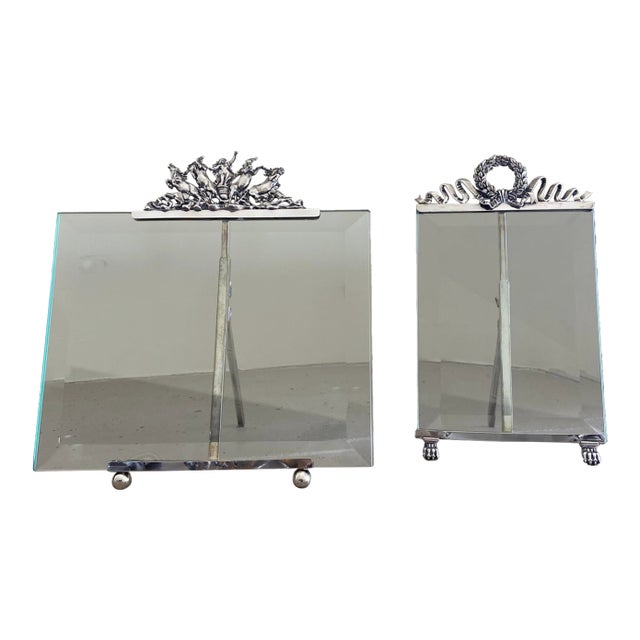 Vintage Ciardini 925 Sterling Silver Glass Picture Frames - Set of 2 For Sale