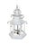 A Three-Tiered Pagoda-Topped Lantern Chandelier Adorned With Blue Details and Gold Hanging Bells. For Sale - Image 4 of 9