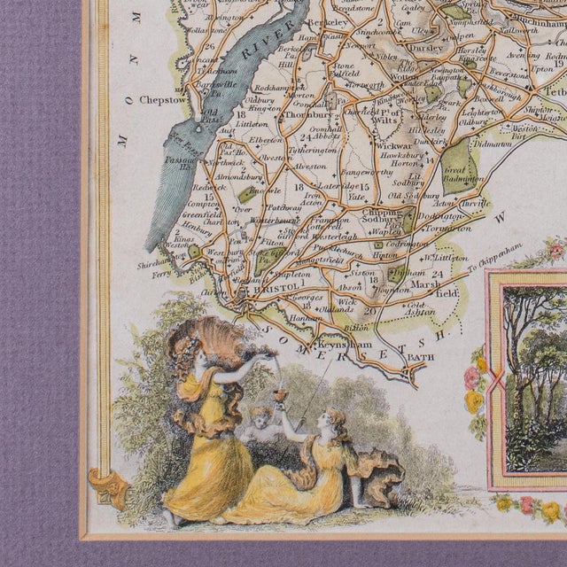 Antique County Map, Gloucestershire, English, Framed, Thomas Moule, Victorian For Sale - Image 9 of 12