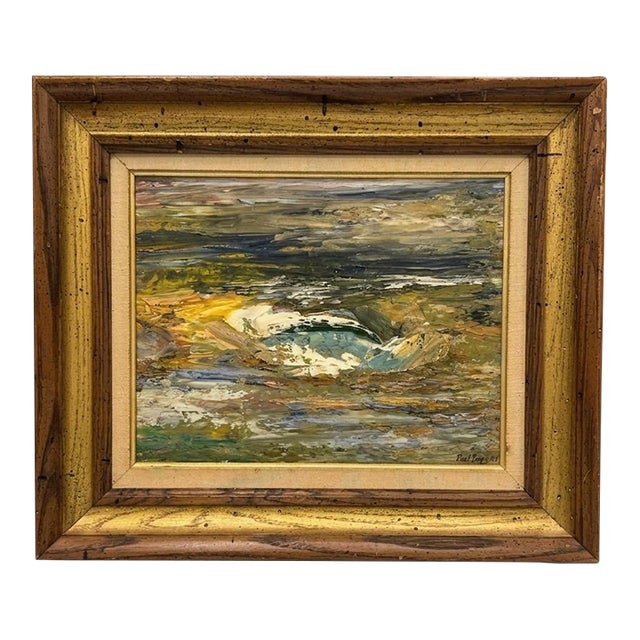 Vintage Abstract Oil Painting on Aluminum For Sale