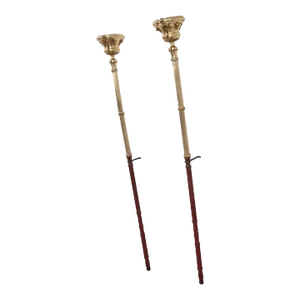 French 19th Century Brass Altar Torch Lamps - A Pair