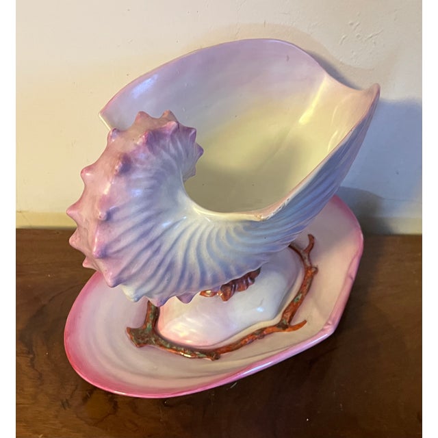 Antique 19th Century Wedgwood Pearlware Centerpiece - Pink Nautilus Sea Shell Compote Tureen With Clam Shell Under Tray For Sale In New York - Image 6 of 18