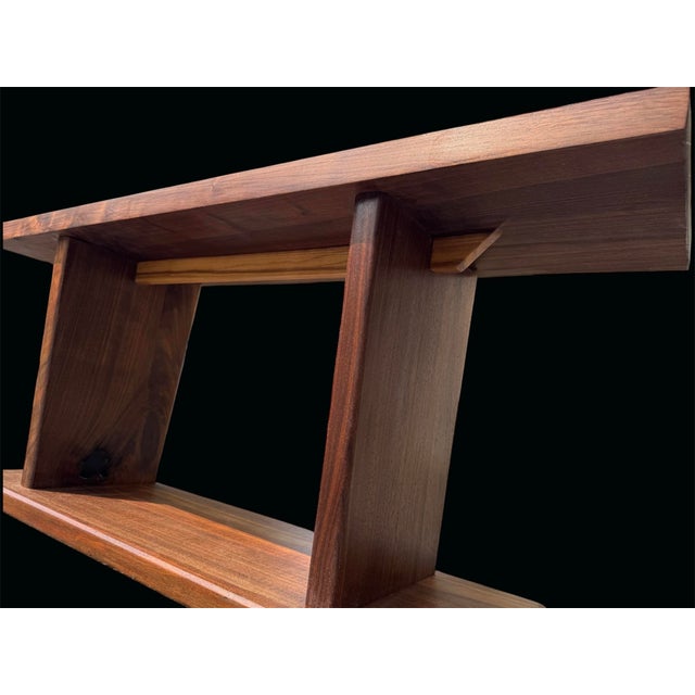 Mid-Century Modern Solid Walnut & Ash Coffee Table – George Nakashima–Inspired – Entryway or Dining Bench For Sale - Image 3 of 16