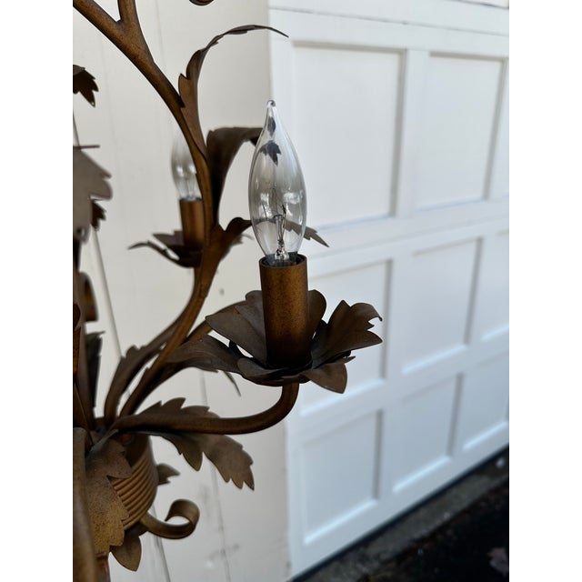 American Four Arm Vintage Hollywood Regency Petite Floral Chandelier For Sale - Image 3 of 6