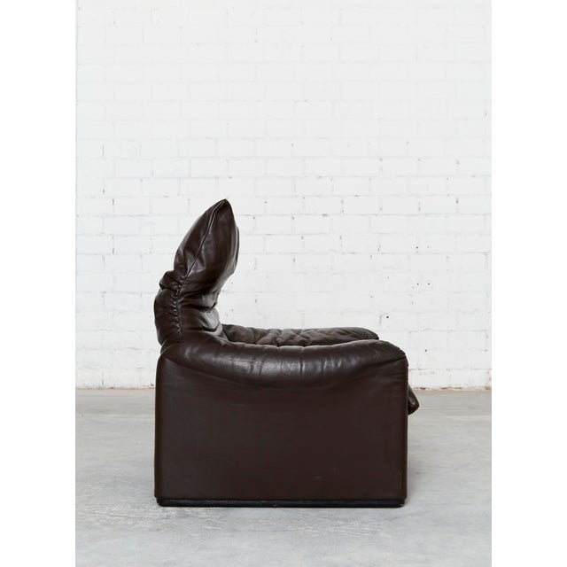 Set of Leather Maralunga Lounge Chair and Ottoman by Vico Magistretti for Cassina, 1980s For Sale - Image 6 of 18
