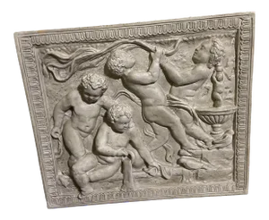 French Italian Art Deco Putti Cherub Relief Wall Sculpture