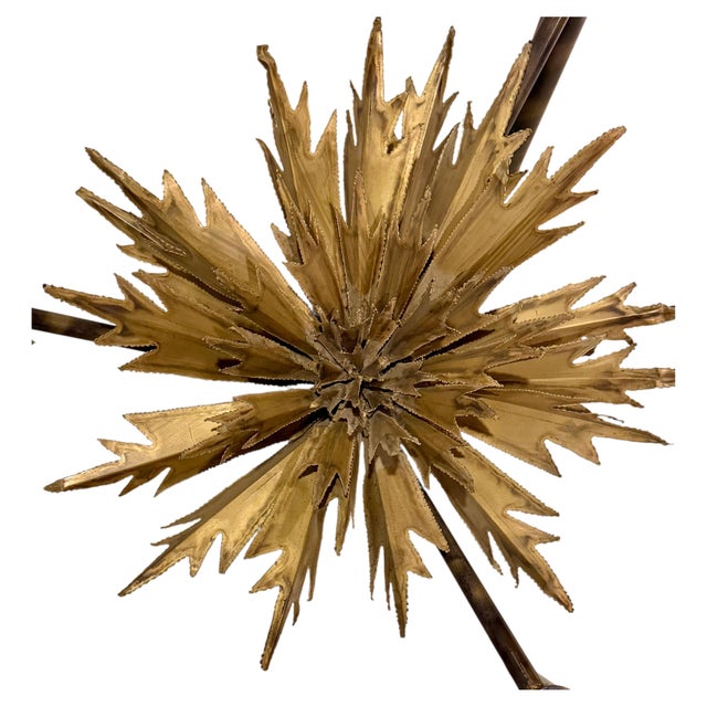 Brutalist Torch‑Cut Sunburst Coffee Table Mid-Century Modern Silas Seandel Style For Sale In Philadelphia - Image 6 of 12