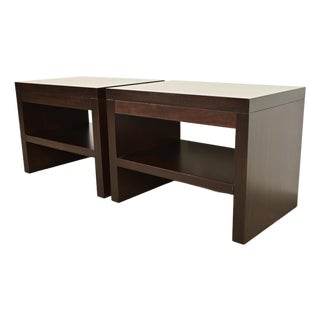 Barbara Barry for Baker Furniture Modern Oversized Dark Mahogany Nightstands, Newly Refinished For Sale