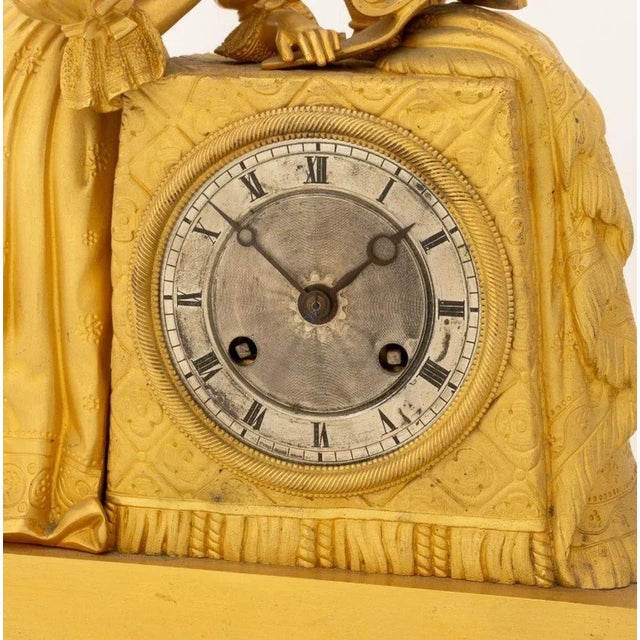 Early 19th Century French Empire Gilt Metal Figural Clock For Sale - Image 5 of 9