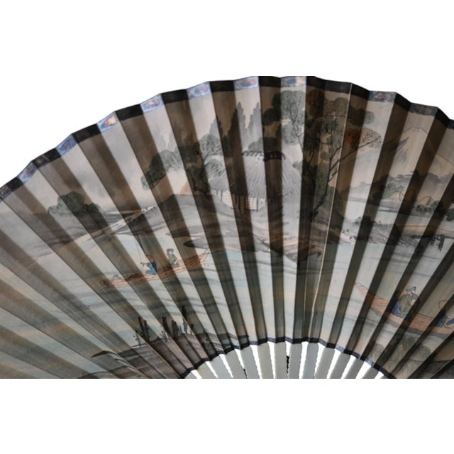Large Japanese Fan with Lacquered Bone Guards For Sale - Image 10 of 12