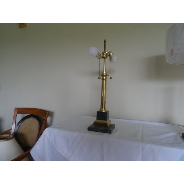 Chapman Style Classic Brass & Marble Column Lamps - A Pair For Sale In Los Angeles - Image 6 of 6