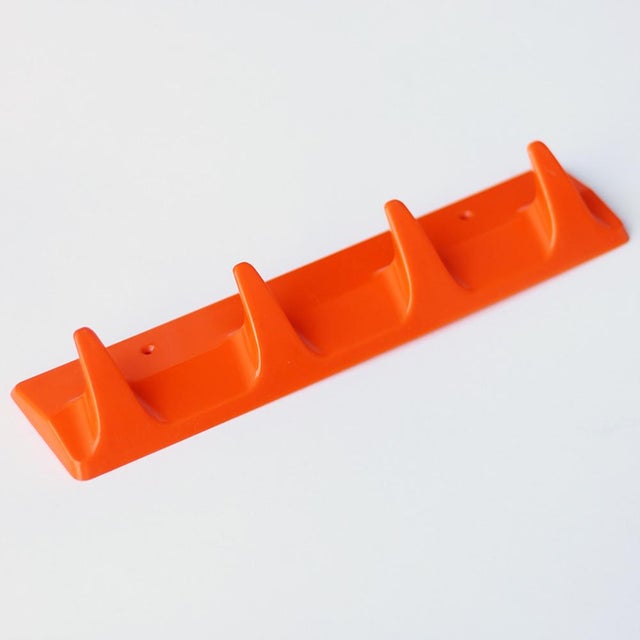Plastic Ds Nos Vintage Wall Hooks Rail Coat Hanger Orange Space Age Plastic GDR 1970s 1980s For Sale - Image 7 of 12