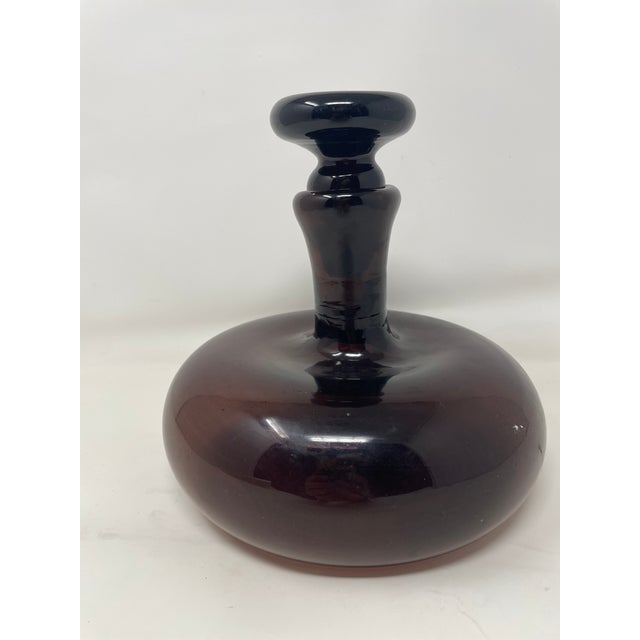 1980s Mid Century Modern Purple Glass Ships Decanter For Sale - Image 5 of 6