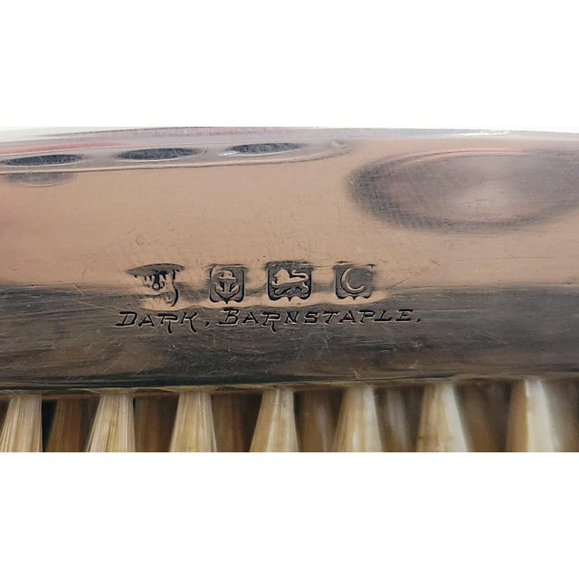 Wood English Art Deco Sterling Silver Grooming Trio by William Neale, Birmingham 1927 For Sale - Image 7 of 18