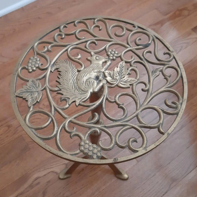Squirrel Brass Table Plant Stand For Sale - Image 9 of 13