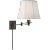 Triple Swing Arm Wall Lamp in Bronze with Linen Shade Height: 13" Extension: 18.5" Backplate: 3.5" x 4.5" Rectangle...