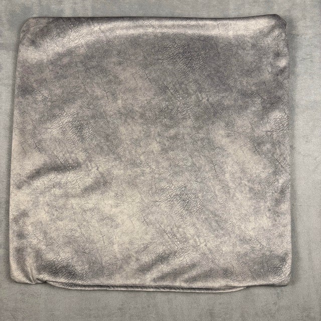 2020s Handmade Distressed Gray Textured Velvet Square Throw Pillow Cover 21x21 Usa For Sale - Image 5 of 6
