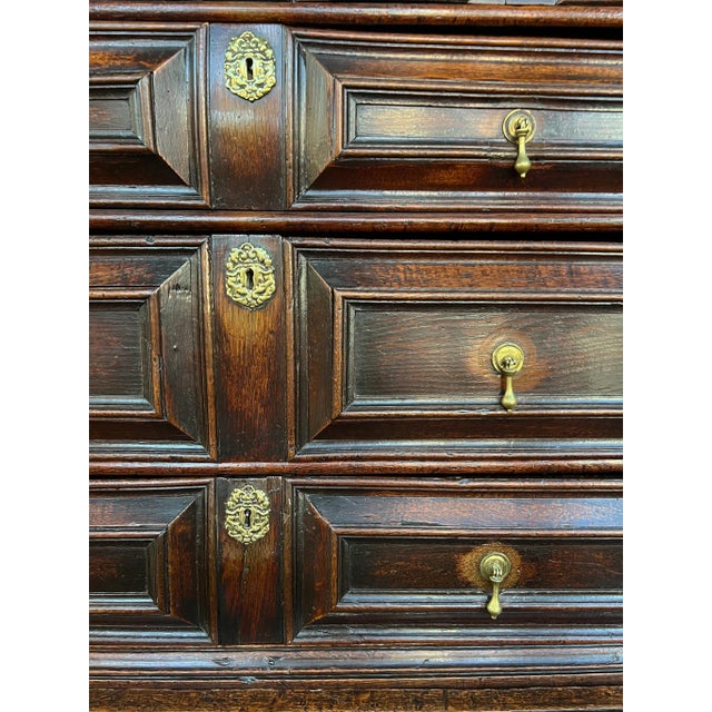 Brown Rare Antique George II Oak Chest on Stand For Sale - Image 8 of 11