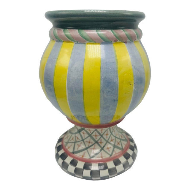 Italian McKenzie Childs Style Vase For Sale