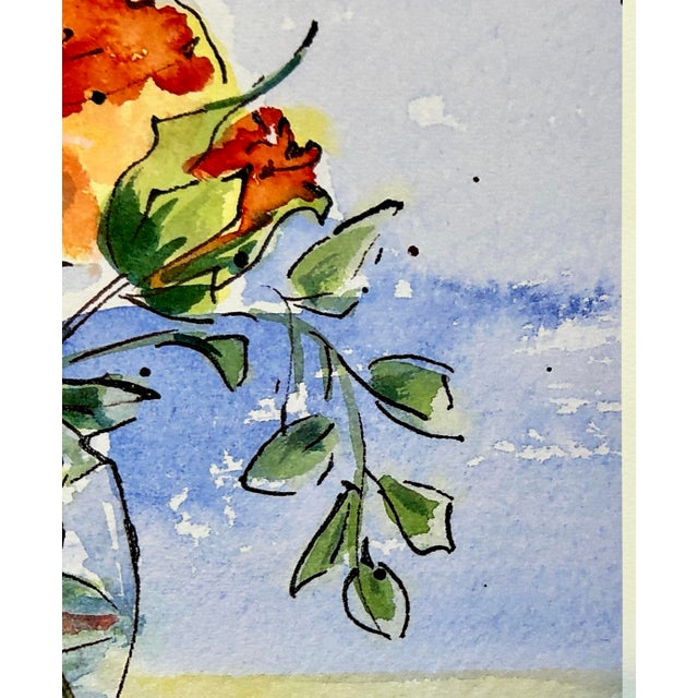 Giclee Print of a Watercolor Painting “Red Orange Rose” For Sale - Image 9 of 9