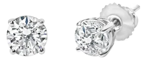 14K White Gold 1 1/2 Cttw Lab Grown Diamond Solitaire Stud Earrings with Screwbacks (F-G Color, VS2-SI1 Clarity) - 2 Pieces
