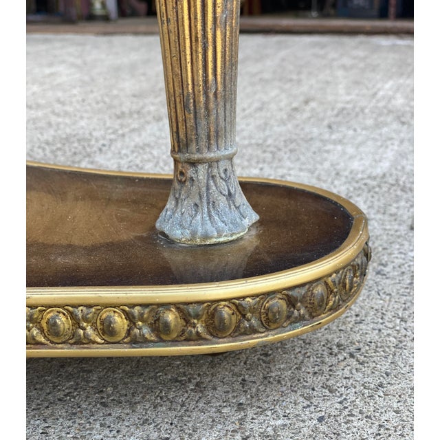 Vintage Italian Hollywood Regency Brass Gilded Glass Top End Table For Sale - Image 11 of 13